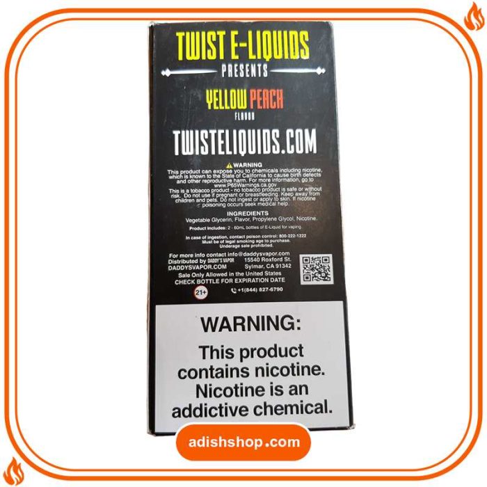 جویس ویپ توییست هلو-خرید جویس ویپ اورجینال-محصولات توییست-آدیش شاپ twist e liquids yellow peach flavor belaran