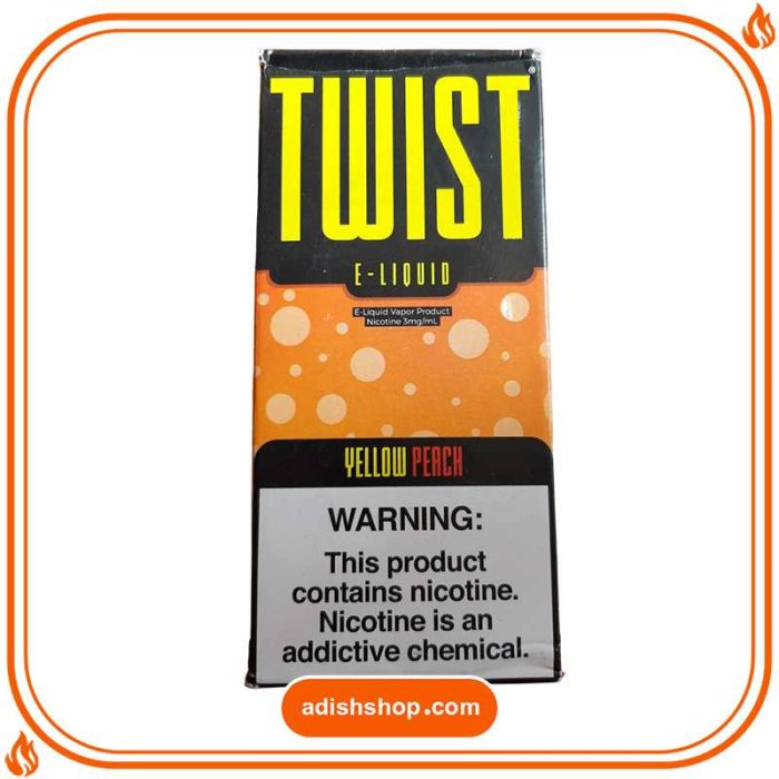 جویس ویپ توییست هلو-خرید جویس ویپ اورجینال-محصولات توییست-آدیش شاپ twist e liquids yellow peach flavor belaran