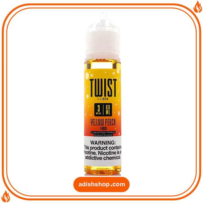 جویس ویپ توییست هلو-خرید جویس ویپ اورجینال-محصولات توییست-آدیش شاپ twist e liquids yellow peach flavor belaran