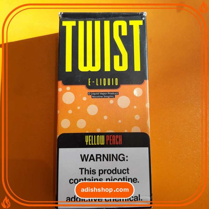 جویس ویپ توییست هلو-خرید جویس ویپ اورجینال-محصولات توییست-آدیش شاپ twist e liquids yellow peach flavor belaran