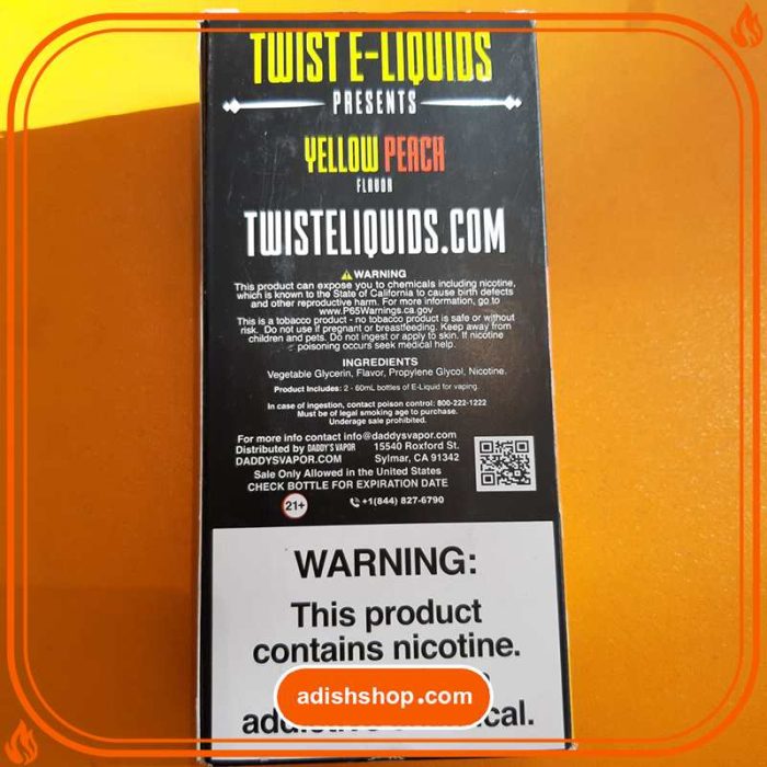 جویس ویپ توییست هلو-خرید جویس ویپ اورجینال-محصولات توییست-آدیش شاپ twist e liquids yellow peach flavor belaran